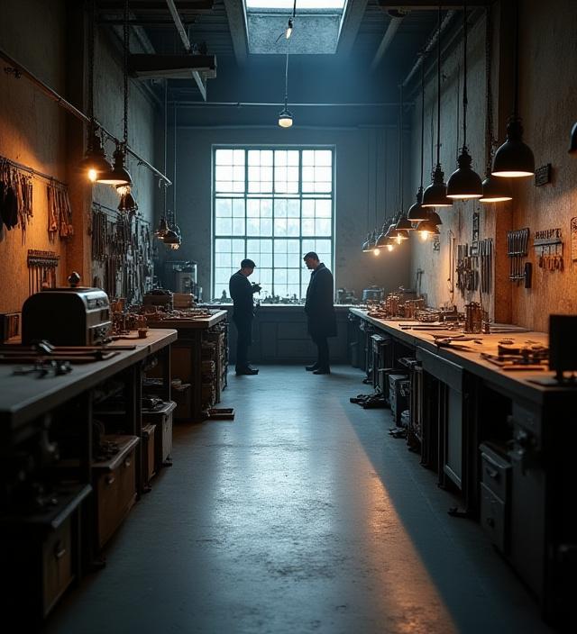 Stimmungsvolle Aufnahme der Schmied Art Werkstatt in Luzern